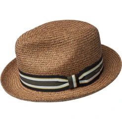 Salem - Bailey Poly Braid Toyo Straw Fedora Hat -Hat Shop H 81650 RUST