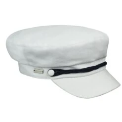 Betmar Mariner Sea Lieutenant Cotton Greek Fisherman Cap -Hat Shop H B1818H WHITE
