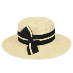 Claudia Side Bow - Betmar Straw Boater Hat 5 Claudia Side Bow - Betmar Straw Boater Hat -Hat Shop H B1951H NAT 1