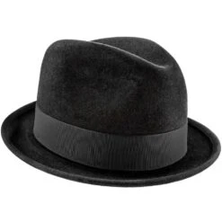 New York - Biltmore Fur Felt Stingy Brim Fedora Hat - BF5747 -Hat Shop H BF5747 BLK 2b