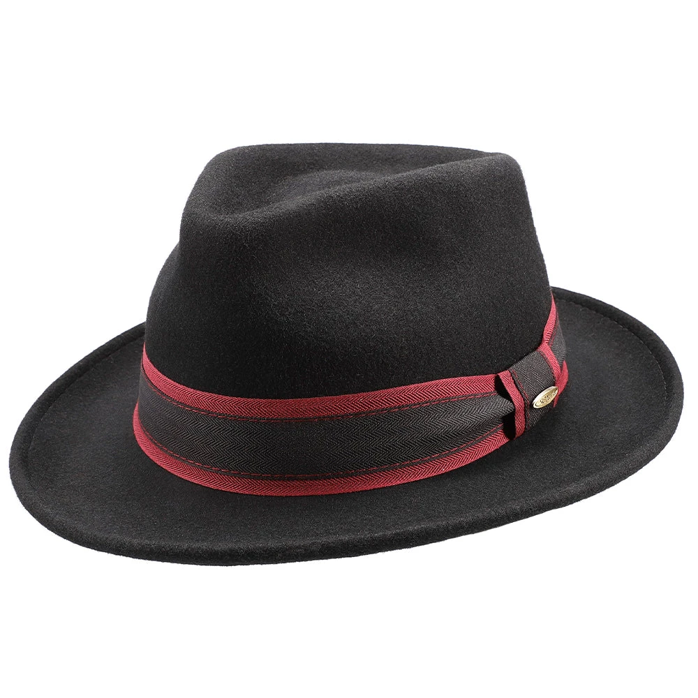 Scala Livingston Black Wool Felt Fedora Hat 1 Scala Livingston Black Wool Felt Fedora Hat