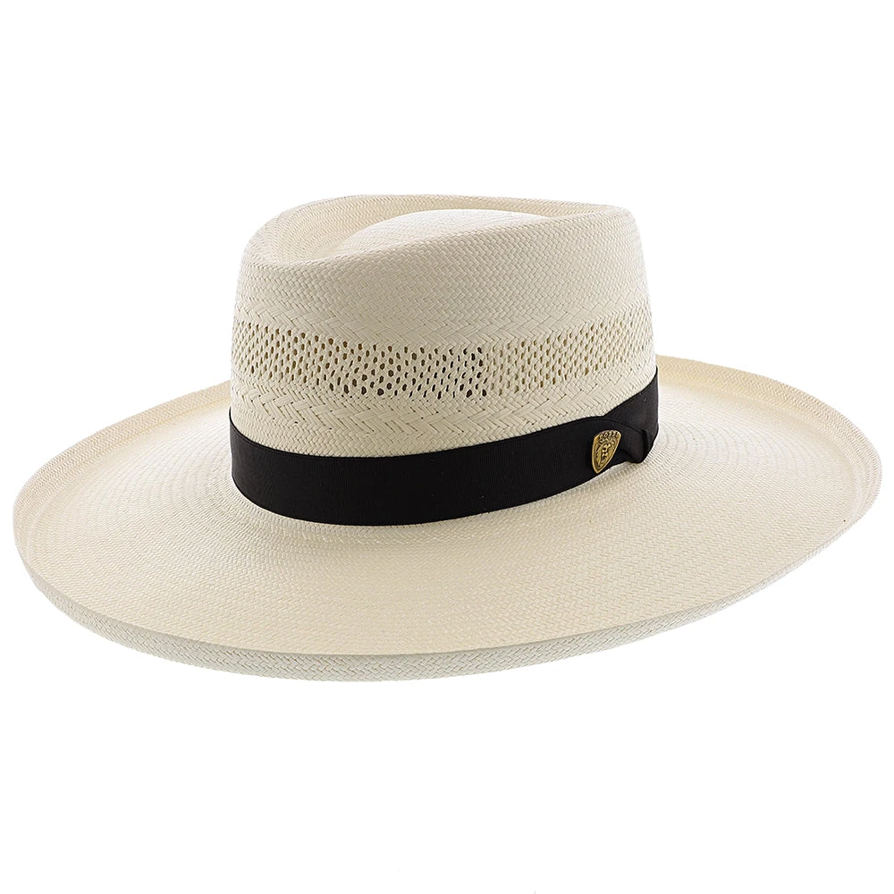 San Juan - Dobbs Vented Shantung Straw Fedora Hat 1 San Juan - Dobbs Vented Shantung Straw Fedora Hat