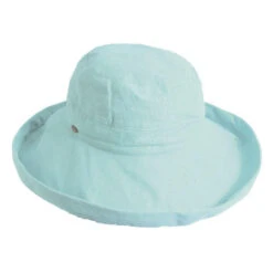 Bliss - Scala LC484 White Cotton Medium Brim Bretton Bucket Hat -Hat Shop H LC484 AQUA