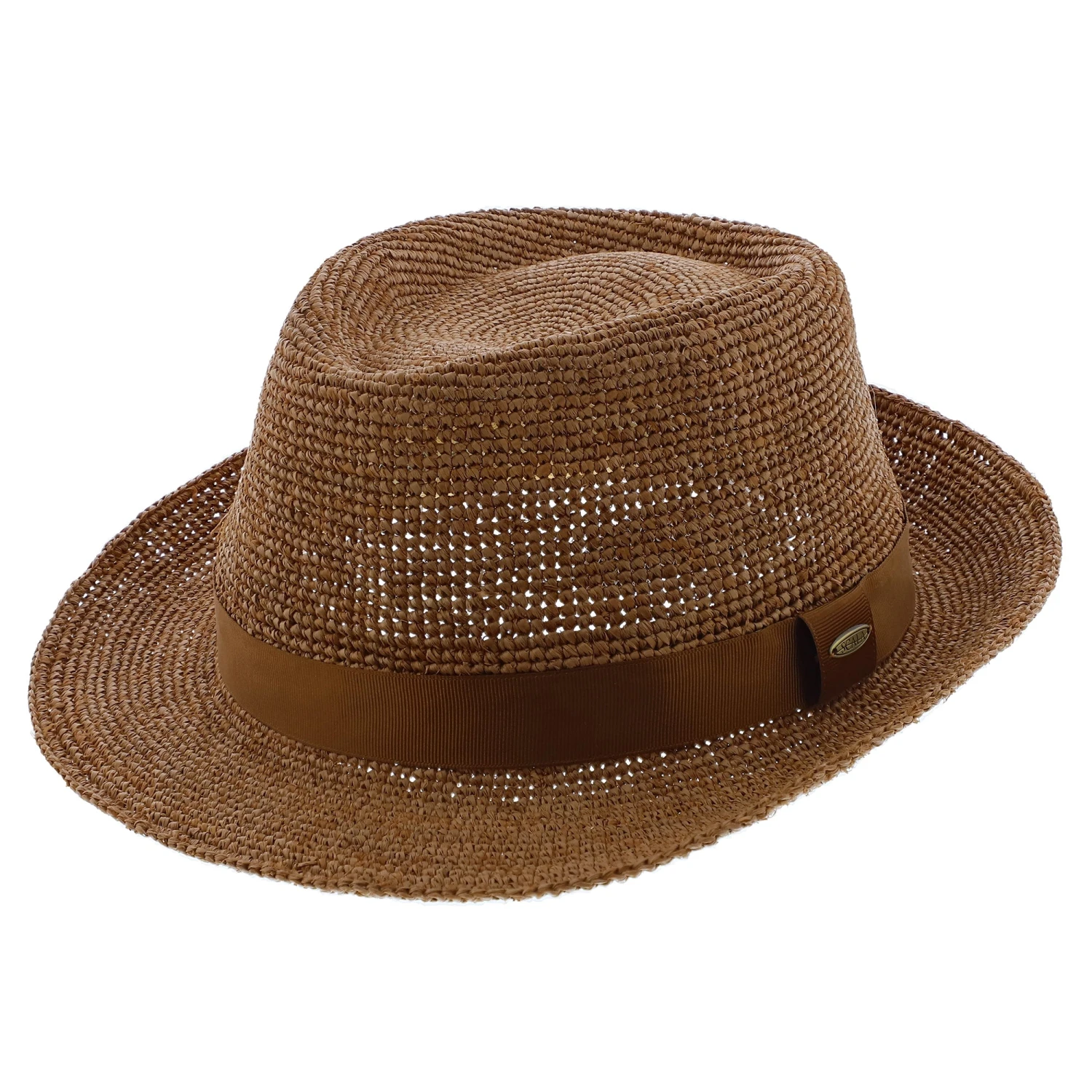 St. Lucia - Scala MR194OS Tea Crocheted Raffia Straw Fedora Hat 2 St. Lucia - Scala MR194OS Tea Crocheted Raffia Straw Fedora Hat - Image 2