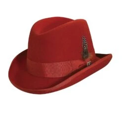Valerio - Stacy Adams Royal Wool Felt Homburg Hat 24 Valerio - Stacy Adams Royal Wool Felt Homburg Hat -Hat Shop H SAW545 RED 0sa