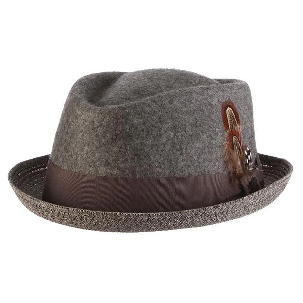 Century - Stacy Adams Wool Felt Fedora Hat With Paper Braid Brim 1 Century - Stacy Adams Wool Felt Fedora Hat With Paper Braid Brim