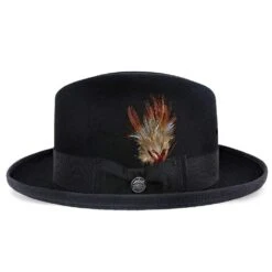 Homburg - Stetson Fur Felt Homburg Hat - TFHOMBB -Hat Shop H TFHOMBB BLK 2g