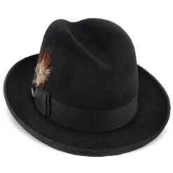 Homburg - Stetson Fur Felt Homburg Hat - TFHOMBB -Hat Shop H TFHOMBB BLK 3g