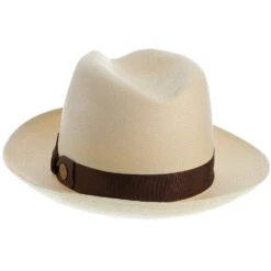 Ibarra - Stetson Panama Straw Fedora Hat -Hat Shop H TSIBRA BLEACH 6a