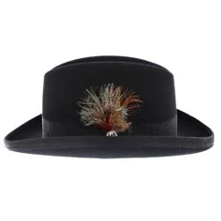 Homburg - Stetson Wool Felt Homburg Hat -Hat Shop H TWHOMBB BLACK 2a