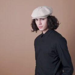 Hampton - Walrus Hats Sand Linen 8 Panel Newsboy Cap -Hat Shop H3002 SAND mo m1