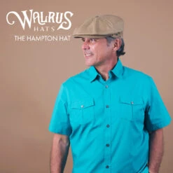 Hampton - Walrus Hats Sand Linen 8 Panel Newsboy Cap -Hat Shop H3002 TAN mo m2