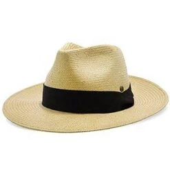 Big Catch - Walrus Hats Natural Paper Braid Straw Fedora Hat W/ Band -Hat Shop H4001 NATBLKa