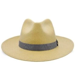 Big Catch - Walrus Hats Natural Paper Braid Straw Fedora Hat W/ Band -Hat Shop H4001 NATBLU 2b