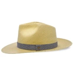 Big Catch - Walrus Hats Natural Paper Braid Straw Fedora Hat W/ Band -Hat Shop H4001 NATBLU 3b