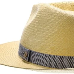 Big Catch - Walrus Hats Natural Paper Braid Straw Fedora Hat W/ Band -Hat Shop H4001 NATBLU 5b