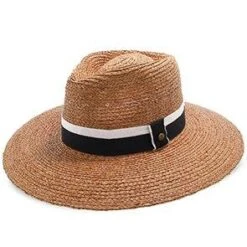South Beach - Walrus Hats Natural Raffia Straw Fedora Hat 35 South Beach - Walrus Hats Natural Raffia Straw Fedora Hat -Hat Shop H4003 NATBLK