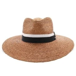 South Beach - Walrus Hats Natural Raffia Straw Fedora Hat 23 South Beach - Walrus Hats Natural Raffia Straw Fedora Hat -Hat Shop H4003 NATBLK 1c