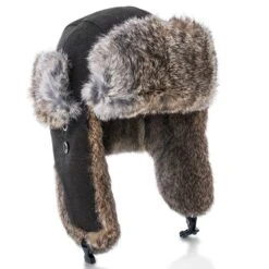 Walrus Hats Genuine Rabbit Fur Brown Trapper Hat -Hat Shop H5600RB BK 1a