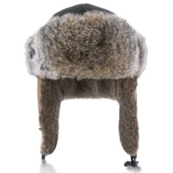Walrus Hats Genuine Rabbit Fur Brown Trapper Hat -Hat Shop H5600RB BK 2a