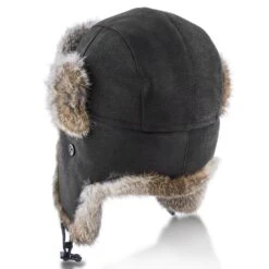 Walrus Hats Genuine Rabbit Fur Brown Trapper Hat -Hat Shop H5600RB BK 3a