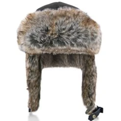 Walrus Hats Faux Fur Brown Trapper Hat -Hat Shop H5601FXRB BK 2b