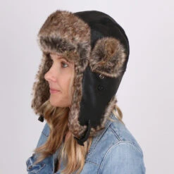 Walrus Hats Faux Fur Brown Trapper Hat -Hat Shop H5601FXRB BK mo f1