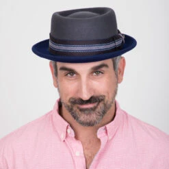 Tribute - Walrus Hats Wool Felt Pork Pie Hat - H7008 -Hat Shop H7008 GYBLU mo m1