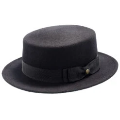 Whistler - Walrus Hats Black Wool Felt Pork Pie Hat - H7016 -Hat Shop H7016 BLK 0a