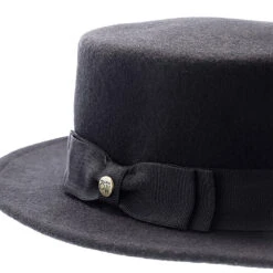 Whistler - Walrus Hats Black Wool Felt Pork Pie Hat - H7016 -Hat Shop H7016 BLK 4a