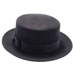 Whistler - Walrus Hats Black Wool Felt Pork Pie Hat - H7016 -Hat Shop H7016 BLK 6a