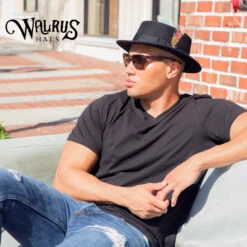 Whistler - Walrus Hats Black Wool Felt Pork Pie Hat - H7016 -Hat Shop H7016 BLK mo m1 v2