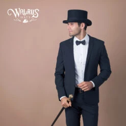 Deadman - Walrus Hats Wool Felt 4.5 In. Height Low Crown Top Hat - H7019 21 Deadman - Walrus Hats Wool Felt 4.5 In. Height Low Crown Top Hat - H7019 -Hat Shop H7019 BLK mo m1 v2