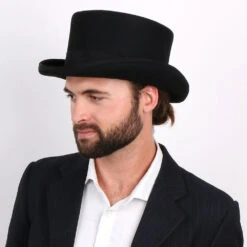 Deadman - Walrus Hats Wool Felt 4.5 In. Height Low Crown Top Hat - H7019 20 Deadman - Walrus Hats Wool Felt 4.5 In. Height Low Crown Top Hat - H7019 -Hat Shop H7019 BLK mo m2