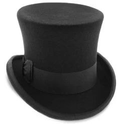 Mad Hatter - Walrus Hats Wool Felt 6 In. Height Victorian Top Hat - H7020 15 Mad Hatter - Walrus Hats Wool Felt 6 In. Height Victorian Top Hat - H7020 -Hat Shop H7020 BLK 3e