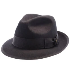 Layover - Walrus Hats Center Dent Wool Felt Fedora Hat 39 Layover - Walrus Hats Center Dent Wool Felt Fedora Hat -Hat Shop H7023 BLK 1a