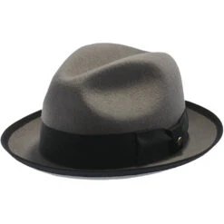 Layover - Walrus Hats Center Dent Wool Felt Fedora Hat 22 Layover - Walrus Hats Center Dent Wool Felt Fedora Hat -Hat Shop H7023 GY 0a