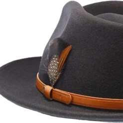 Seville - Walrus Hats Wool Fedora Hat -Hat Shop H7037 BLK 4a