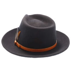 Seville - Walrus Hats Wool Fedora Hat -Hat Shop H7037 BLK 6a