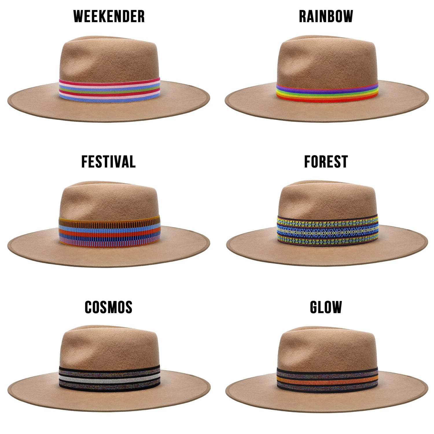 Walrus Hats Castle Brown W/ Festival Bands Wool Fedora Hat 5 Walrus Hats Castle Brown W/ Festival Bands Wool Fedora Hat - Image 5