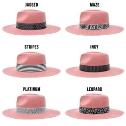 Walrus Hats Castle Pink W/ Festival Bands Wool Fedora Hat -Hat Shop H7046WALRUSBANDS PINK1