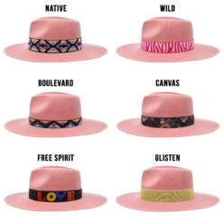 Walrus Hats Castle Pink W/ Festival Bands Wool Fedora Hat -Hat Shop H7046WALRUSBANDS PINK3