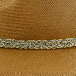 Palmara - Brooklyn Tea Straw Pinch Front Fedora Hat W/ Metallic Band - BKN1510 -Hat Shop brooklyn fedora palmara brooklyn tea straw pinch front fedora hat w metallic band bkn1510 hat 16524476317836