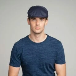 Graham - Bailey Polyester Blend Flat Cap -Hat Shop graham 1365 navy 1 4