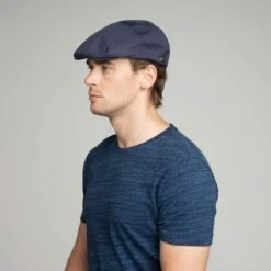 Graham - Bailey Polyester Blend Flat Cap -Hat Shop graham 1365 navy side 1 4