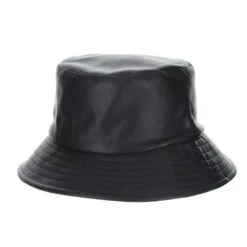 Scala Roderick Vegan Leather Bucket Hat -Hat Shop h lw754 blk 1a