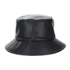 Scala Roderick Vegan Leather Bucket Hat -Hat Shop h lw754 blk 2a