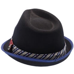 Notes - Santana Wool Felt Fedora Hat -Hat Shop h san372 blk 6a