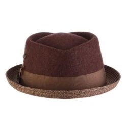 Century - Stacy Adams Wool Felt Fedora Hat With Paper Braid Brim 15 Century - Stacy Adams Wool Felt Fedora Hat With Paper Braid Brim -Hat Shop h saw700 clay 2