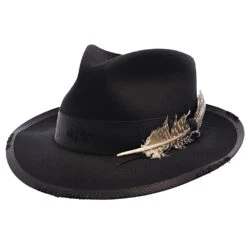Whippet Distressed - Stetson Fur Felt Fedora Hat -Hat Shop h tf65wib blk 0a